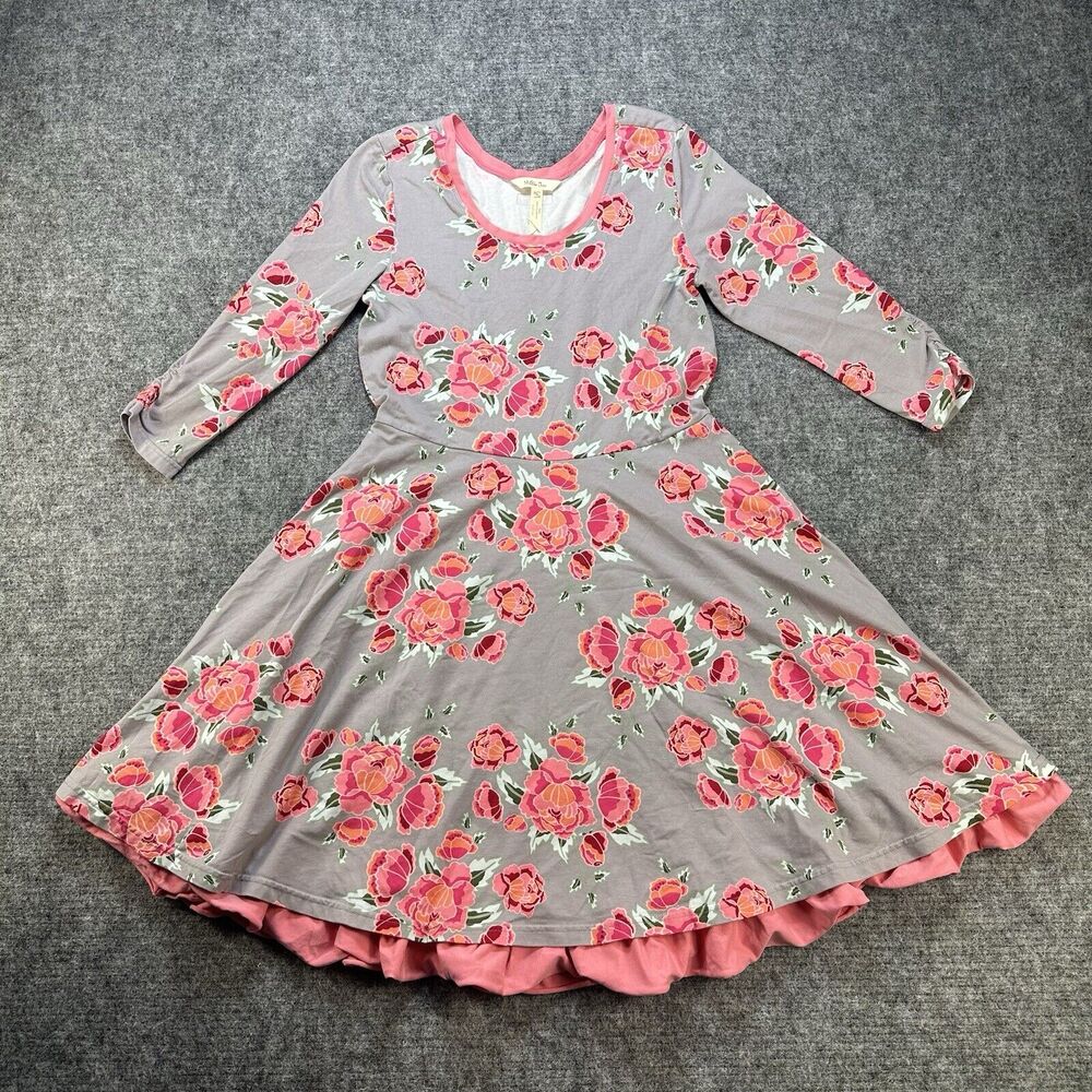 Matilda Jane Dress Womens Medium Marzipan Rose Stretch Floral Fit Flare Preppy